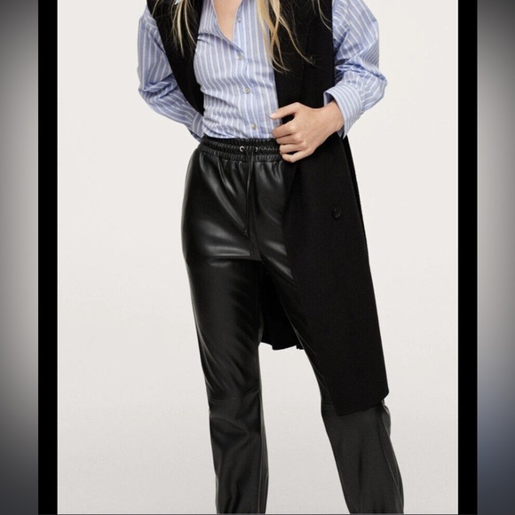 Mango Black Faux Leather Pants NWT Size XS - Picture 3 of 7